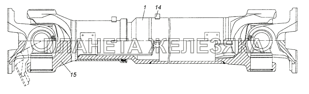 6520-2205011-11 Вал карданный среднего моста КамАЗ-6522 (Euro-2, 3)